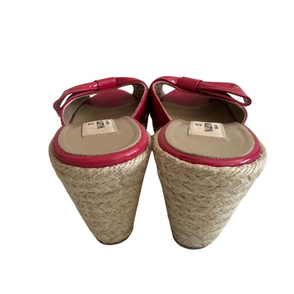 VALENTINO Pink Bow Patent Leather Espadrille Wedges Sandals Size 37.5 - Picture 9 of 10